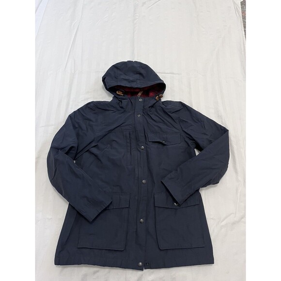 Woolrich Women's Transition Lined Mountain Parka Navy Red Plaid Flannel Size M - Picture 1 of 8